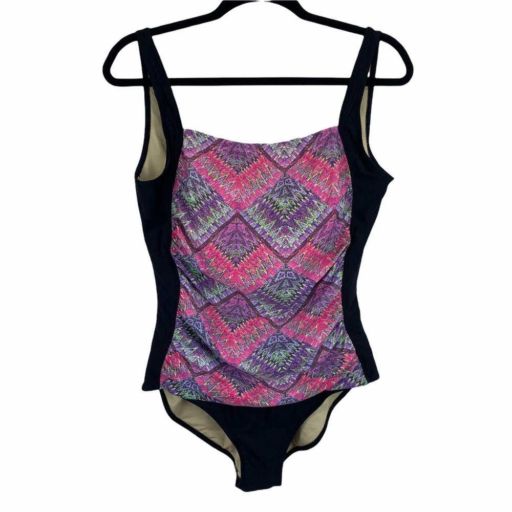 Ceeb 1‎ Piece Swimsuit Molded Cup Black Pink/Purple